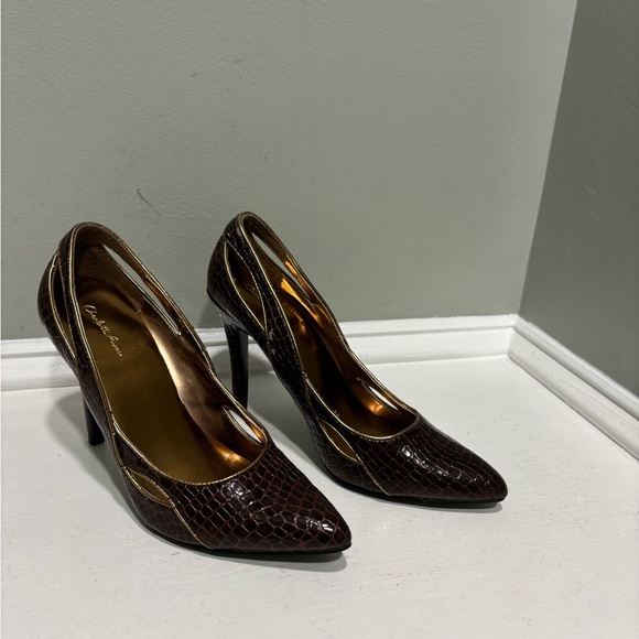 Charlotte Russe Women’s Brown/Gold Stiletto Heels-size 8 - Picture 9 of 11